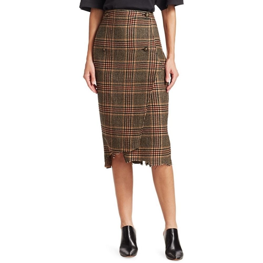 VETEMENTS Tweed Assymetric Midi Skirt size S 4 NEW